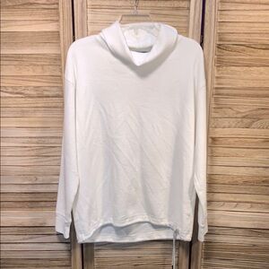 Lands Ends Waffle Weave White Cowl Neck Sweater Size M